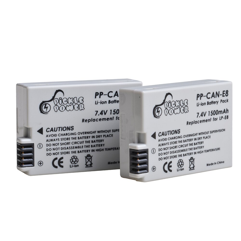 2 uds. LP-E8 LPE8 LP E8 batería recargable y cargador Dual LED para Canon EOS 550D 600D 650D 700D X4 X5 X6i X7i T2i T3i T4i T5i.: 2 Battery