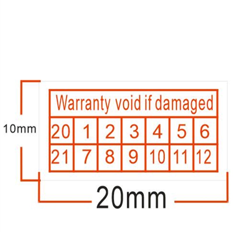 Factory Direct 500pcs/lot Universal Warranty sealing label sticker void if damaged, 20/21 years and months, 2x1cm