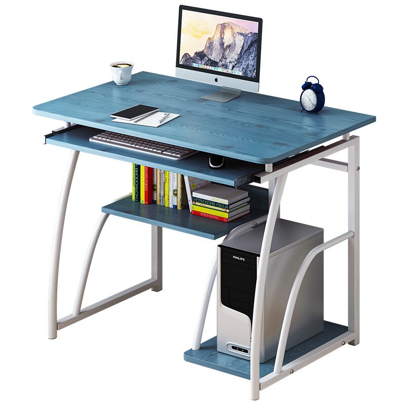 JOYOLOVE Modern Computer Desk Workstation Study Writing Table Home Office Furniture With Keyboard Bracket PC Metal 71cm