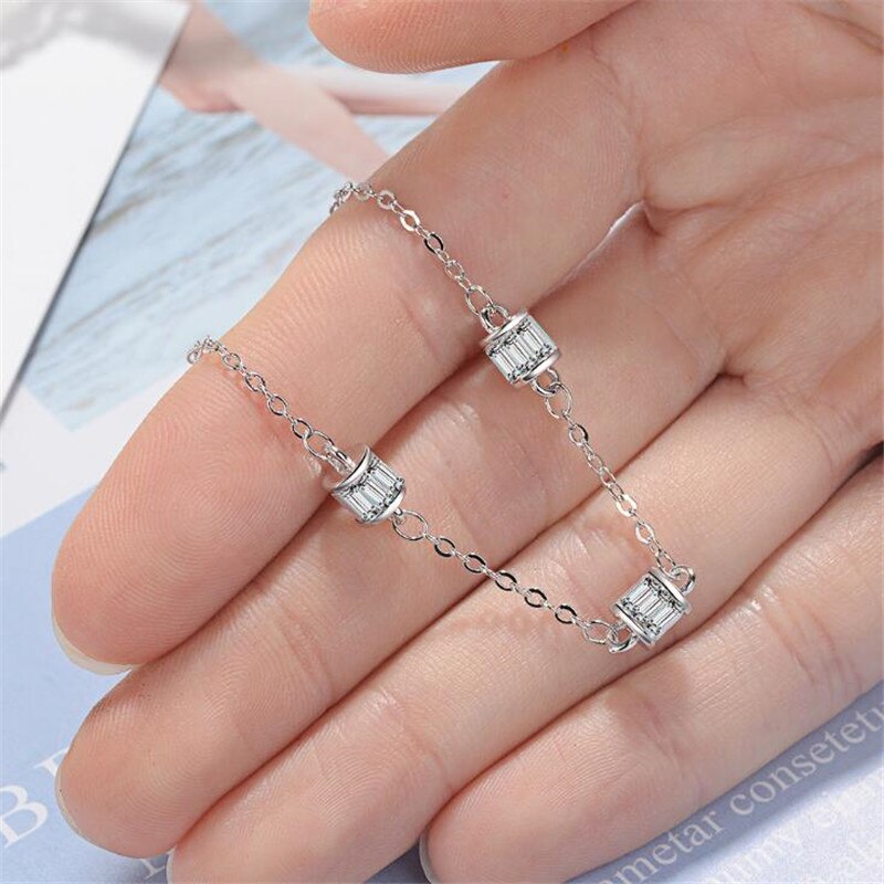 Beautiful Exquisite Cylinder Temperament 925 Sterling Silver Jewelry Geometric Personality Women Bracelets SB171