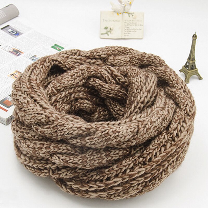Snood Scarf Thick Knitted Winter Warm Women Ring Scarf Unisex Color Matching Soft Neck Loop Scarfs Circle Top: color10