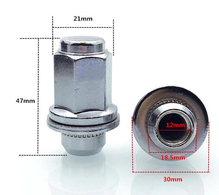 Tuerca de rueda estándar para Pajero, tornillo de rueda para Montero Sport L200 MR455707, Triton MB584750, Lancer 1, Grandis, 1 unidad: 1 piece 47mm