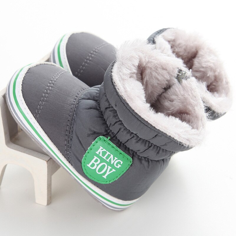 Winter Baby Meisje Jongen Snowboots Thicken Warm Pluche Outdoor Kinderen Schoenen Antislip Baby Snowboots: grey / 12