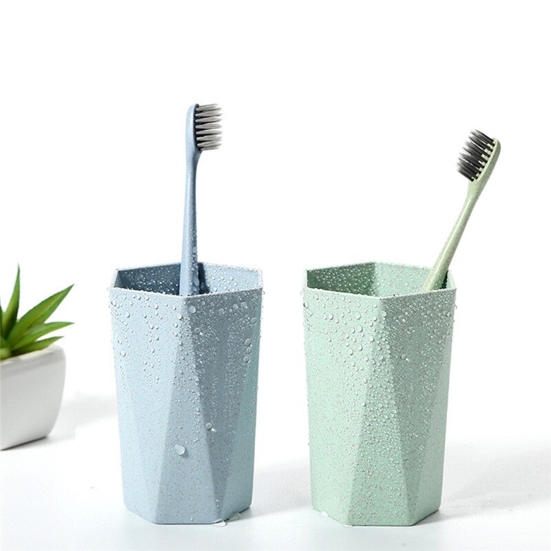 Toothbrush Cup Comfortable Feel Wheat Straw Drinking Cup Mug Wash Gargle Cup Mouth plastic bathroom accessories