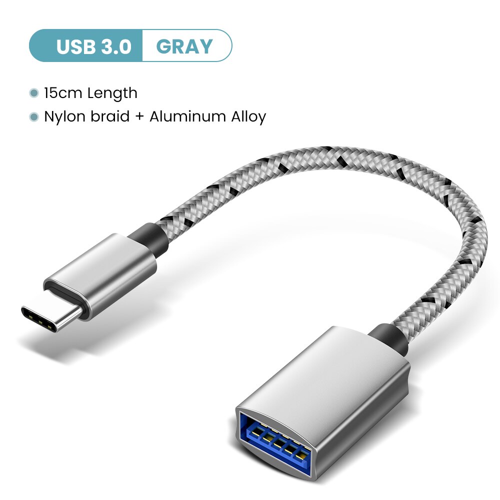 USB C vers USB adaptateur OTG Cable USB Type C male vers USB 3.0 femelle Cable adaptateur pour MacBook Pro type-c adaptateur: Gray