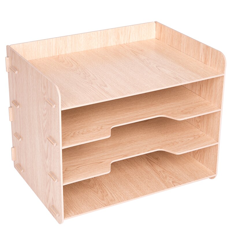 Desktop Wooden DIY Document Tray Multifunction Pen Pencil File Holder Storage Box Office Desk Organizer School Supplies 79260