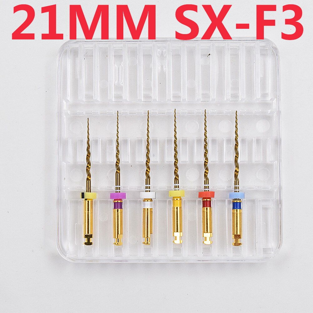 Dental guld flexibla filer endo roterande filer gyllene endodontiska filer 25mm nickel titanium instrument tandvård: 21mm olika