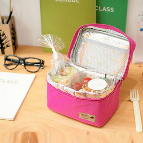 Portable Thermal Travel Picnic Lunch Box Storage Bag Waterproof Picnic Carry Tote Lunchbags Green Blue Gray Rose Red