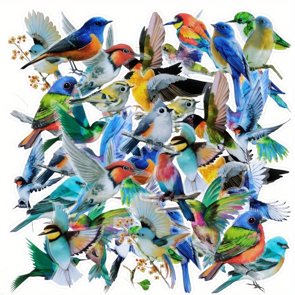 40PCS Bird Stickers, Scrapbook Bird Stickers Waterproof for Journal Laptop Water Bottle Cell Phone Cases Aesthetic Crafts