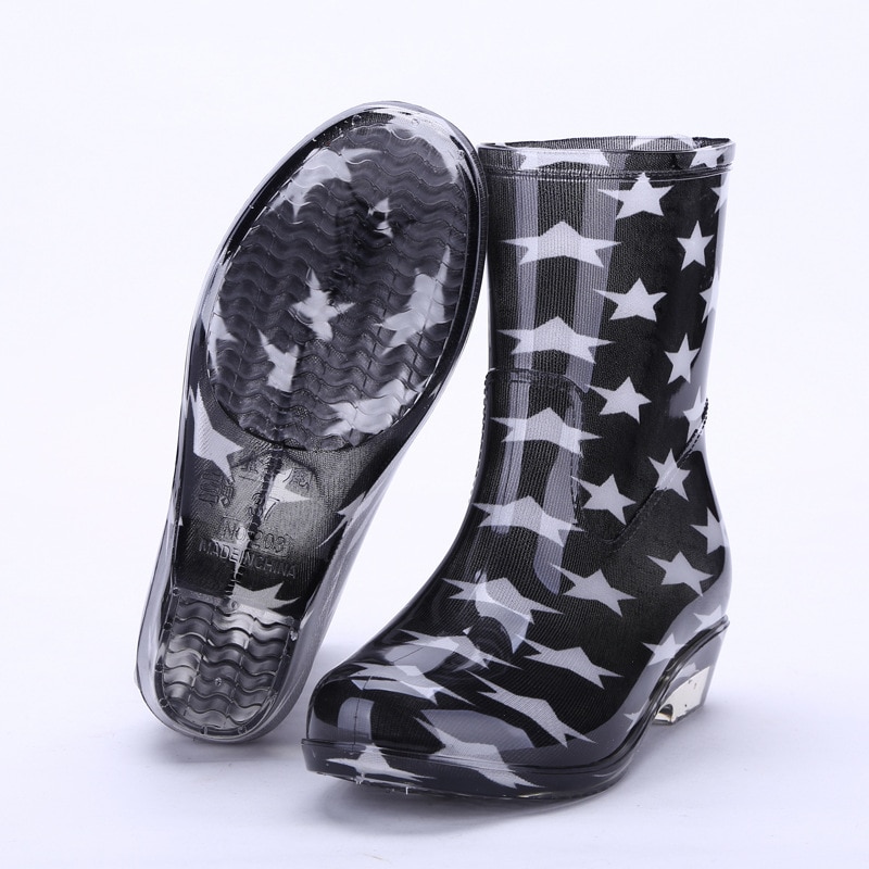 Girl's Rain Boots Waterproof Shoes Woman Rain Woman Water Rubber Midcalf Boots Spring Botas erf4: 4 / 7