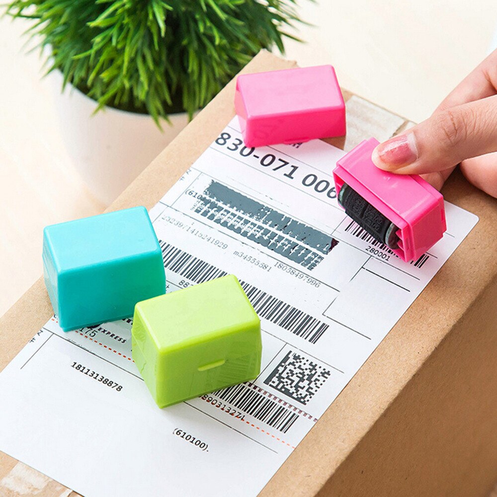 1Pcs Guard Uw Id Roller Stempel Zelfinktende Stempel Rommelige Code Veiligheid Kantoor Belangrijk Nummer Wissen Tool # P30