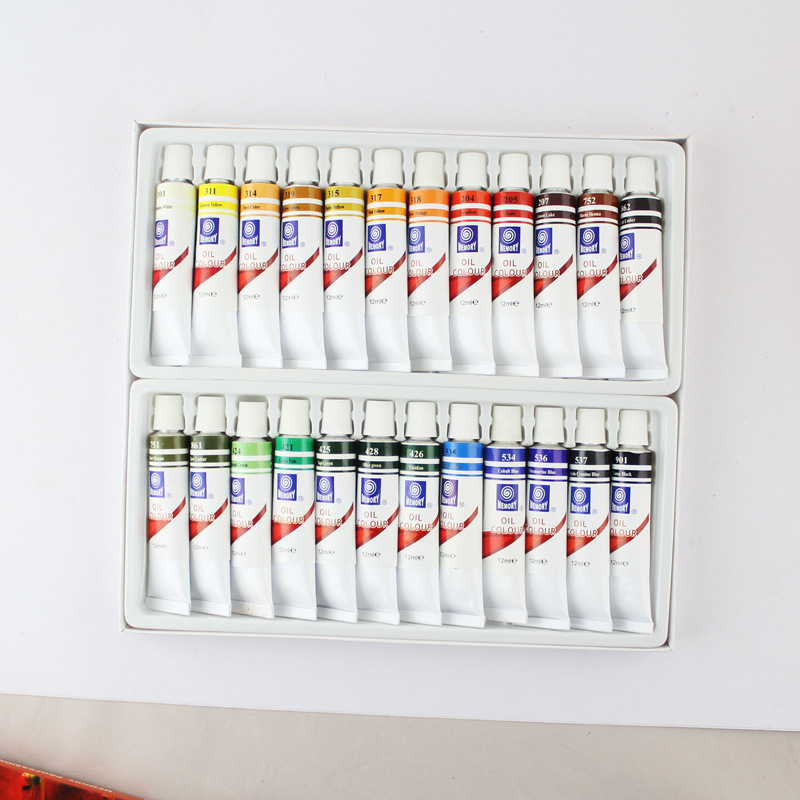 Ensembles de peinture à l'huile professionnelle pour enfants, 24 couleurs, Tube de 12ML, outils de dessin, peinture acrylique, fournitures d'art