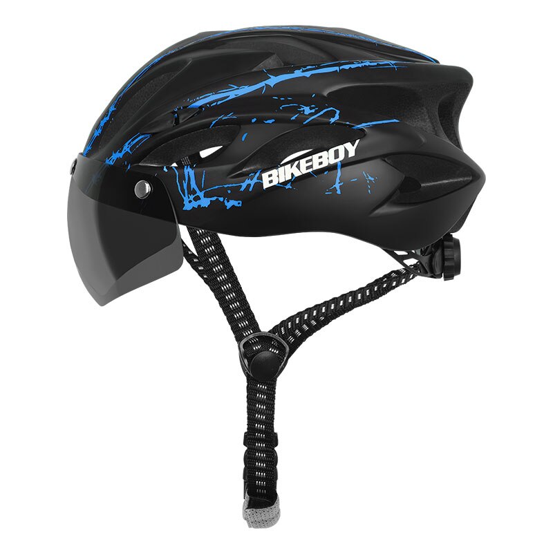 Bikeboy Fietsen Helm Met Bril Ultralight Mtb Fietshelm Mannen Vrouwen Mountain Road Casco Sport Specialiced Fietshelmen: black blue 1 lens