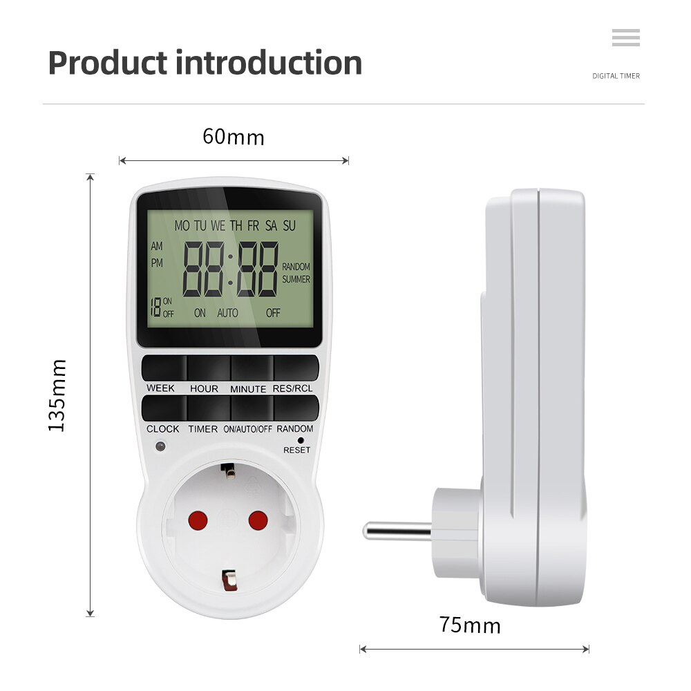 Elektronische Digitale Timer Schalter Countdown Einstellung Steckdose Küche Timer Steckdose Programmierbare zeitliche Koordinierung Steckdose Steuerung EU UNS Stecker