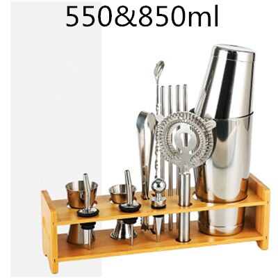 Cocktail Shaker Bar Set Plactic&amp;Wood Holder Stainless Steel Copper Plated Cocktail Shaker Bartender browserKit Bars Set Tools: J