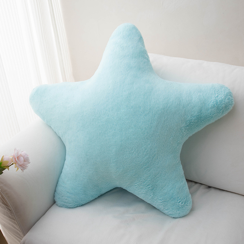 Almohada decorativa en forma de estrella para cama, almohada de felpa suave, cojín bonito de felpa para dormitorio de niños y sala de estar: Azul cielo
