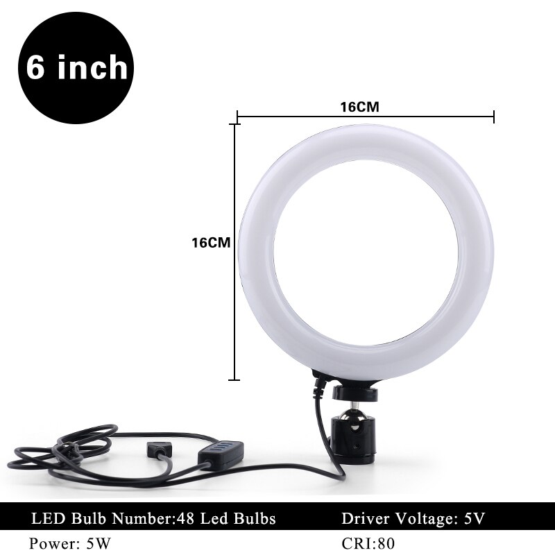 26cm led selfie fotografia luz para 10 ao vivo Polegada pode ser escurecido usb plug mesa anel luz tripés estúdio makeup16cm 20cm 32cm