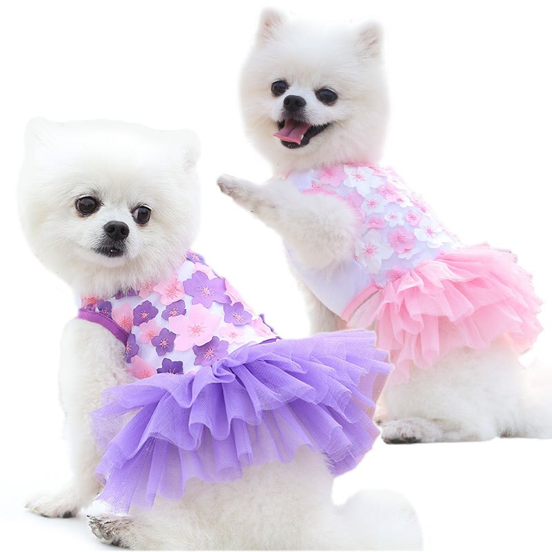 Spring Summer Princess Dress Pet Cat Clothes Small Dog Skirt Sweet Tulle Skirt Chihuahua Yorkshire Lovely Pomeranian
