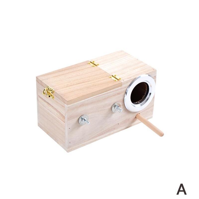 Parrot Breeding Box For Lovebirds Parrotlets Mating Opening Durable Hole House Nest Solid Wood Left/right Wooden Parakeet B Z9X2: left opening