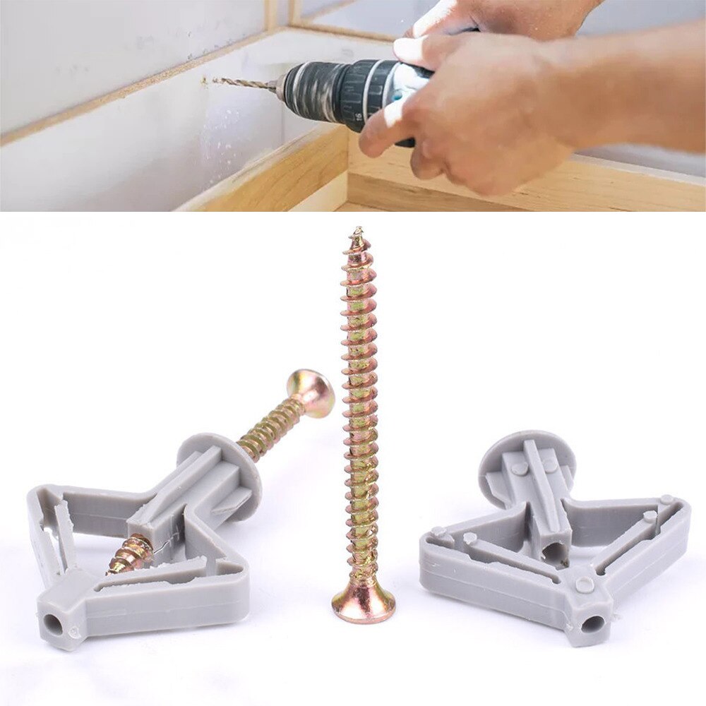 100pcs Expansion Drywall Anchor Kit Screws Self Drilling Wall Home Pierced Tool Set Special For Nylon Plastic Gypsum Board