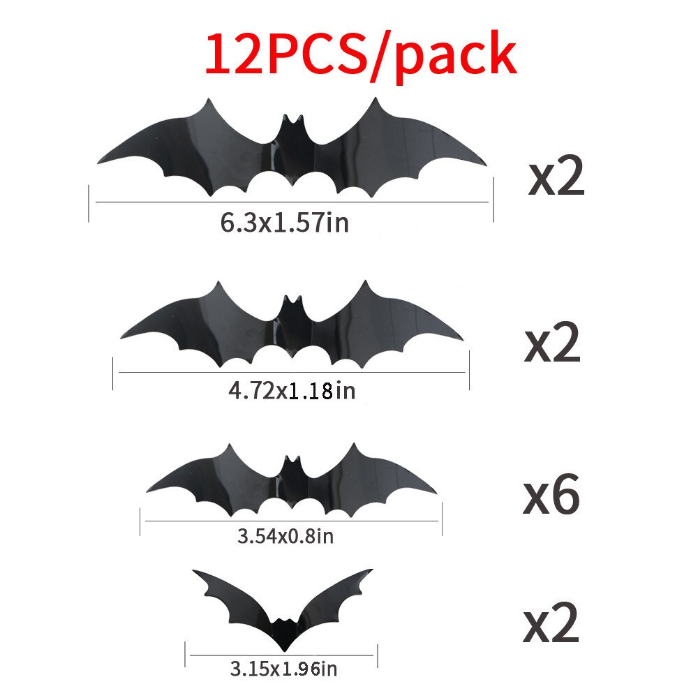 Wall Stickers 3D Bat Stickers Halloween Horror Atmosphere Living Room Background Wall Decoration Stickers: Black