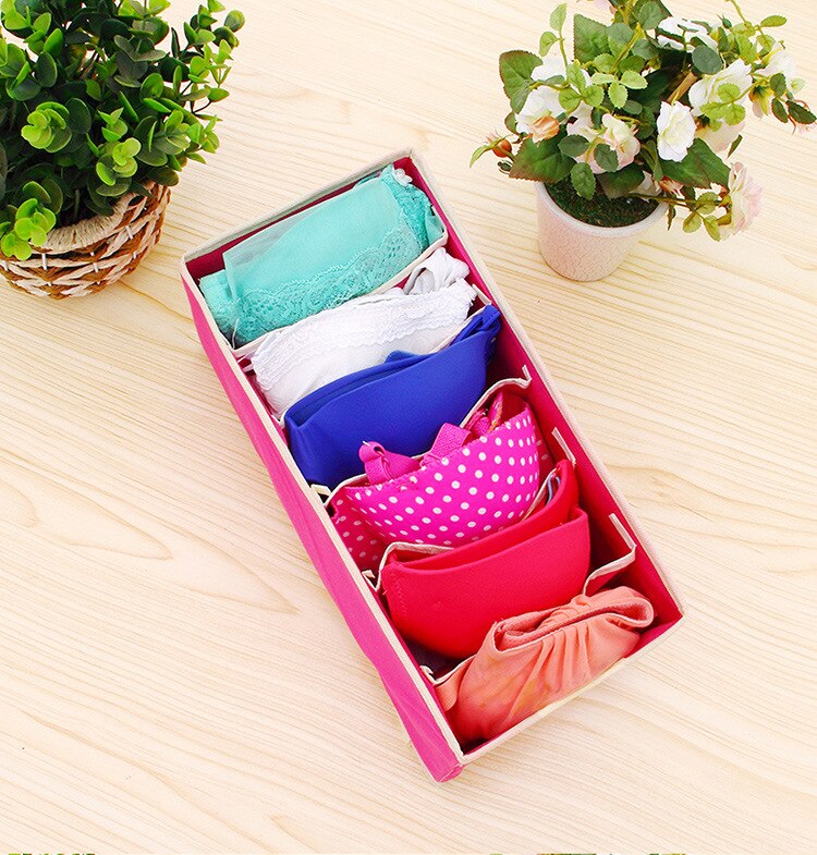 Thuis bh opbergdoos sokken doos bakken ondergoed organizer box opberg organizer stofhoes opbergzak: Roosrood 6 roosters
