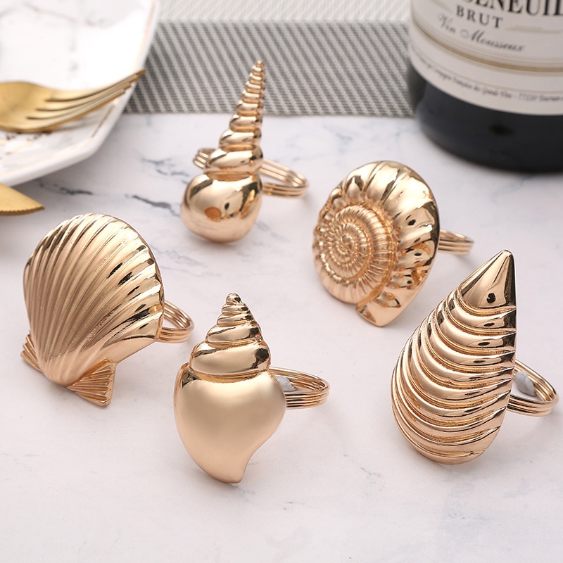 (10pcs/lot)5Styles Shell Napkin Rings Natural Shell Napkin Holders Coastal Beach House Table Decor: Default Title