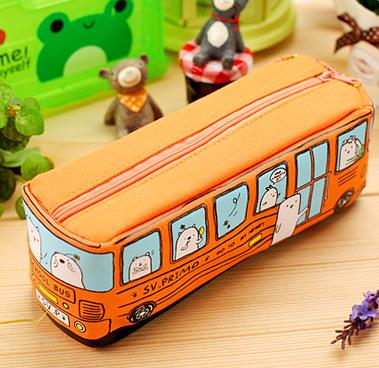 4 cores kawaii grandes sacos de lápis de ônibus 3d caso multifunções 2016 nova capacidade material escolar papelaria quente: 4