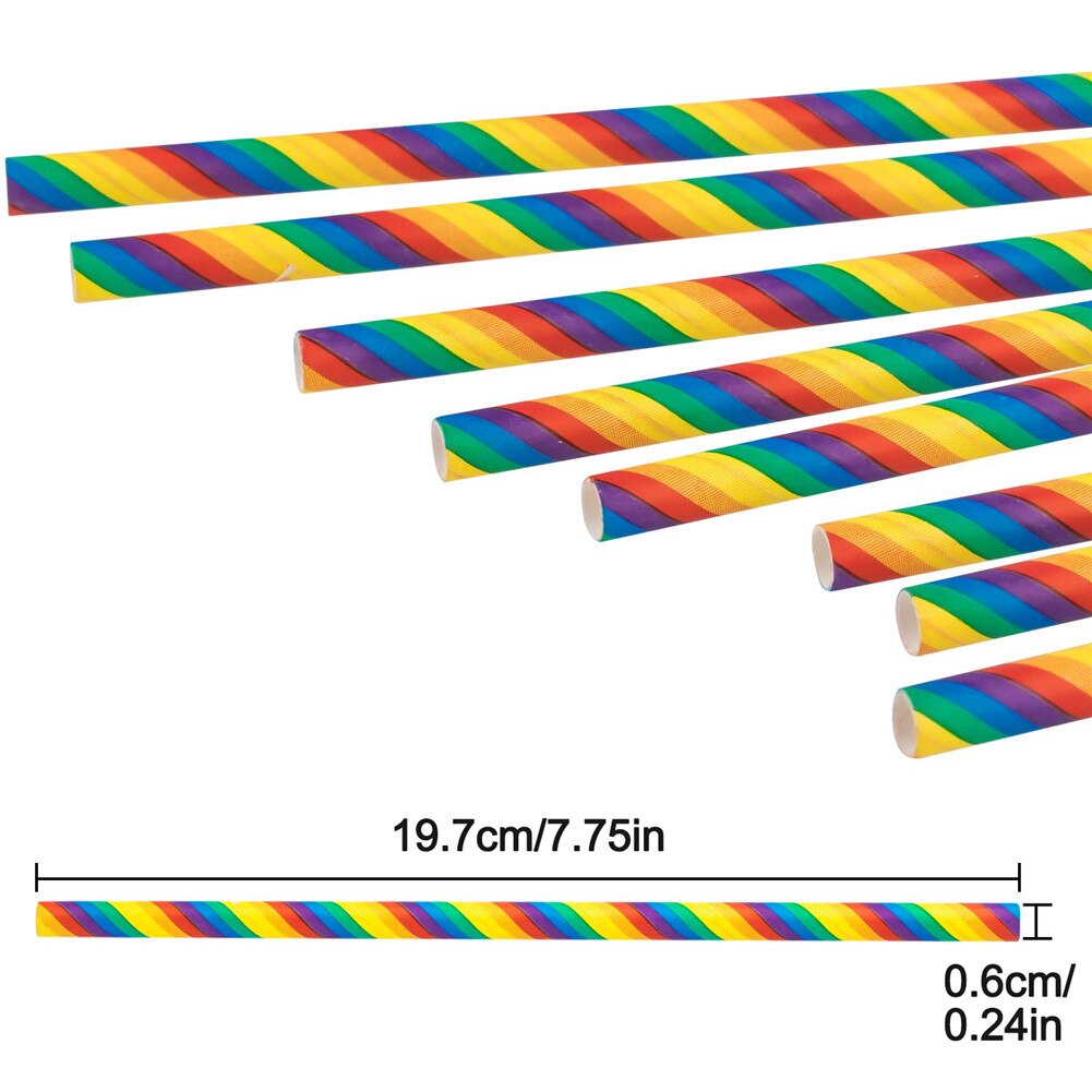 100 Stks/pak Eco Vriendelijke Straw Rainbow Rietjes Afbreekbaar Milieu Wegwerp Bar Diner Huishoudelijke Papier Rietjes