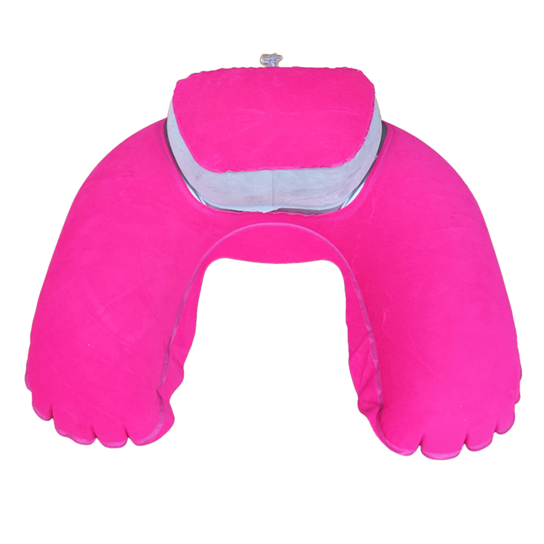 Draagbaar reiskussen, opblaasbaar nekkussen in u-vorm, opblaasbaar nekkussen, pvc-vlokkussen voor vliegreizen: Rozenrood