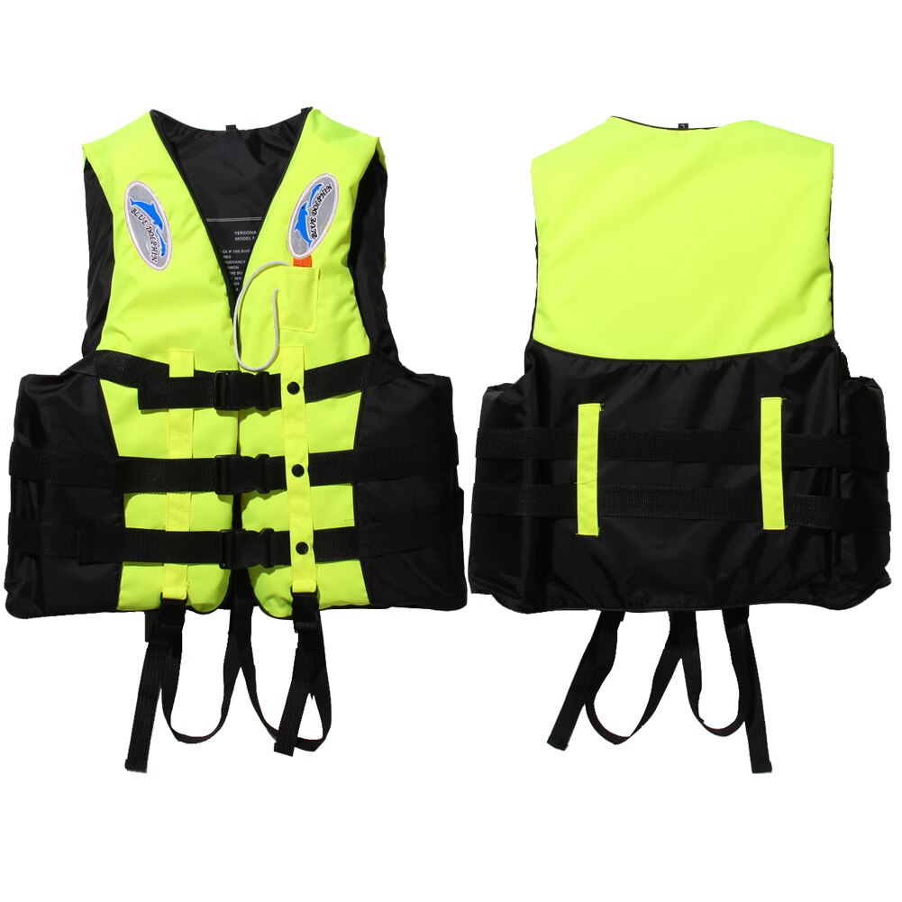 Chaleco salvavidas de adultos de poliéster, chaleco salvavidas de navegación con silbato, chaqueta de seguridad para hombre, Mujer: Yellow / XXL