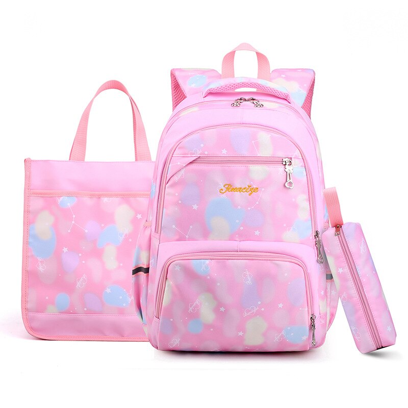 Mochilas escolares para niñas, conjunto de 3 piezas (mochila + bolso + Pencilbag), mochilas escolares informales de primaria, mochila de princesa rosa, bolso para niños: 3pcs pink