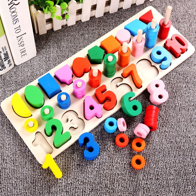 Children Wooden Materials Learning To Count Numbers Matching Digital Shape Match Early Education Teaching Mathematics