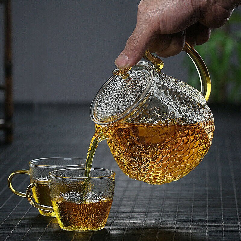 Thickened Glass Teapots and 3 Cup Household Heat-Resistant Clear Teapots Tea Maker Tea Set E2S