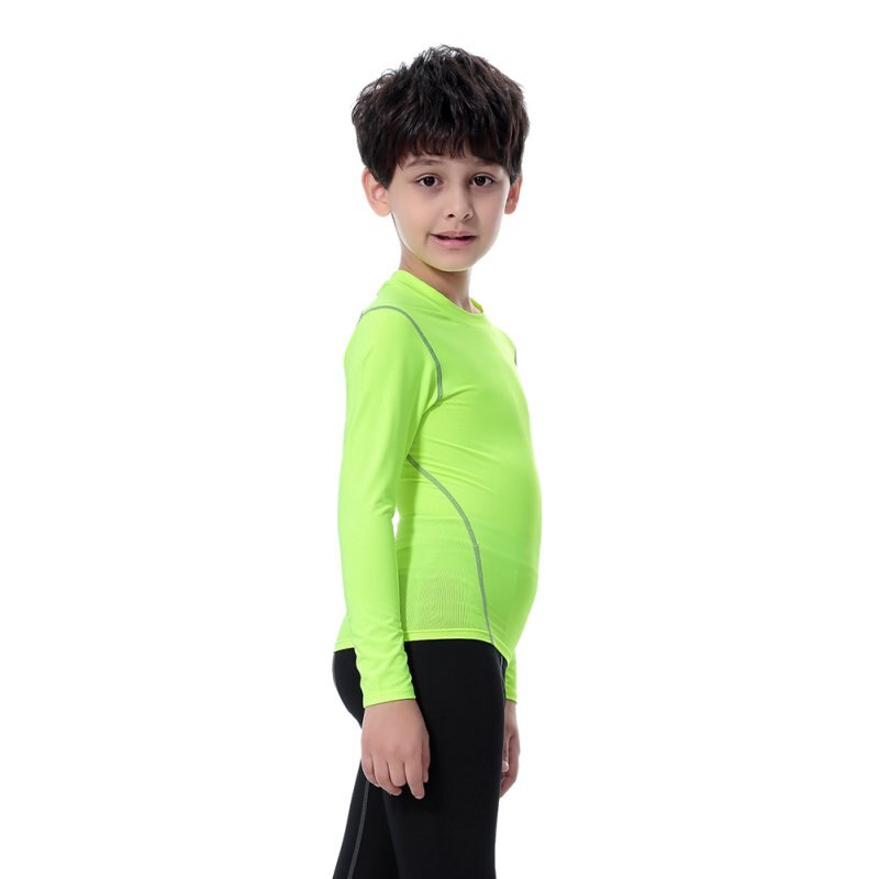 Camiseta deportiva térmica de secado rápido para niños y niñas, capa Base de compresión