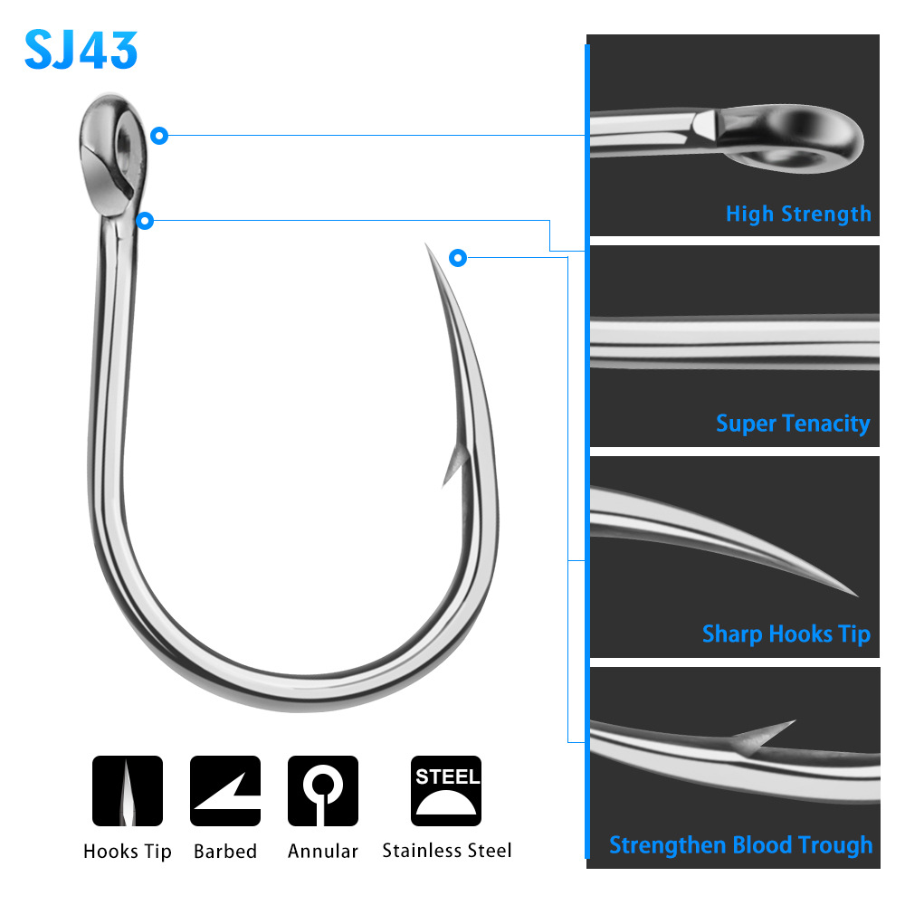 5/10Pcs Sea Fishing Stainless Steel Fish Hook Steel Barbed In Fly Hooks Worm Pond Fishing Bait Holder Jig Hole Pesca