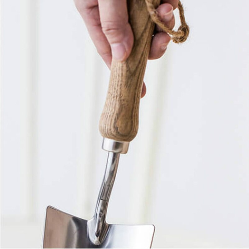 HEVE-conjunto de herramientas de jardinería con mango de madera de acero inoxidable, herramientas para plantas, pala