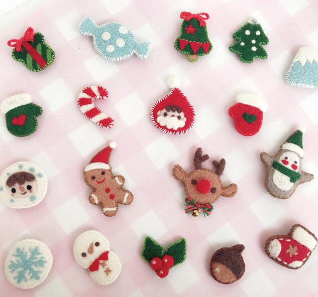 Kit de biscuits pour l'arbre de noël | Laine à aiguilles, feutre aiguille, broche de feutrage, artisanat brodé à la main, bricolage
