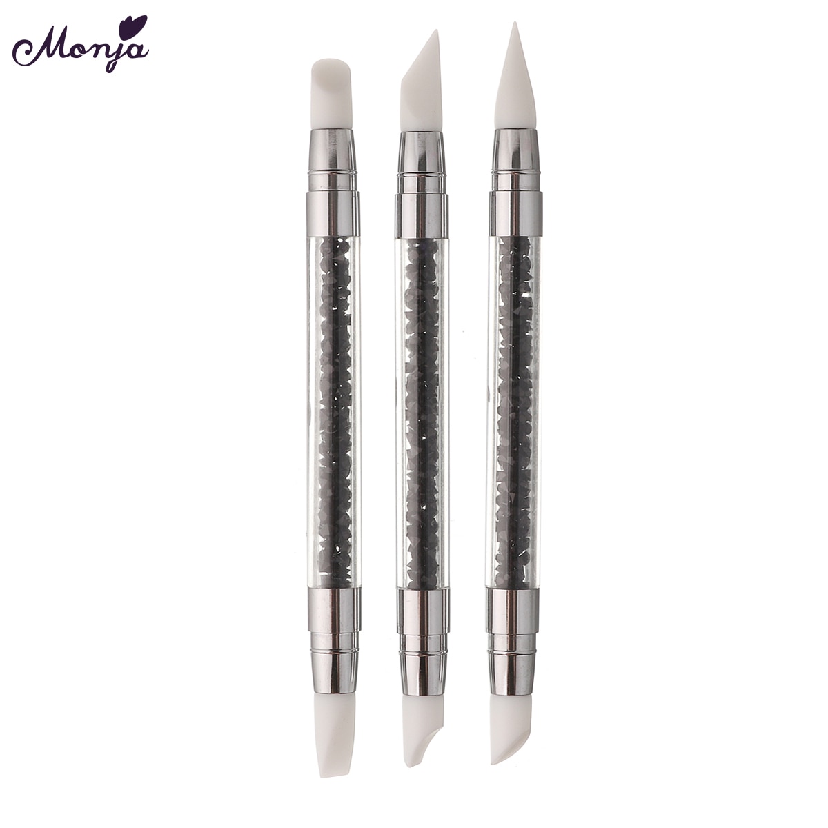 Monja-3 estilos de manicura de Gel UV de silicona para esculpir, hacer punto y quitar cutículas, de extremo doble, DIY