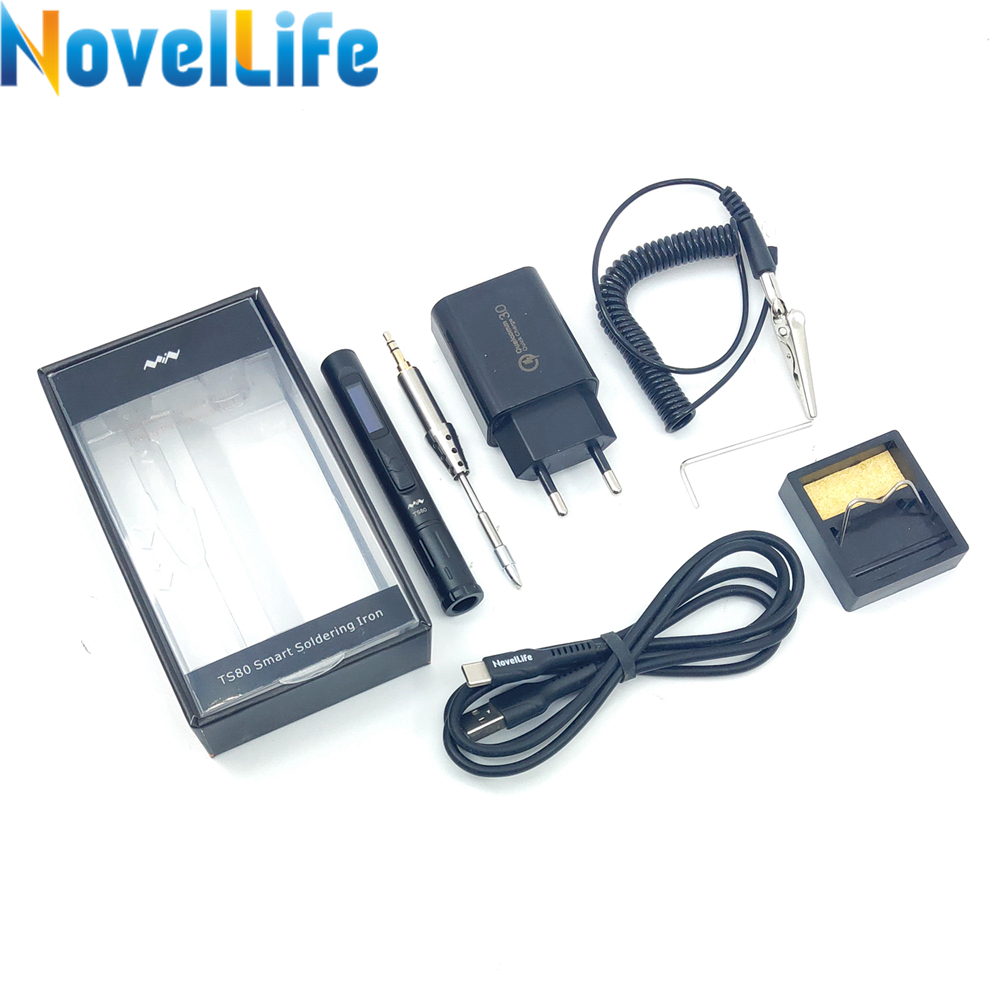 Mini TS80 Portable Electric Soldering Iron QC3.0 Quick Charger Kit Adjustable Temp Digital OLED Screen USB Type C Power Cable