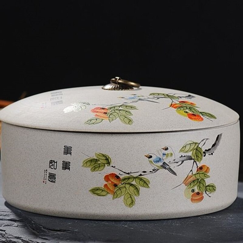 Tea Cake Jar Tea Jar Coarse Pottery Jar Ceramic Cans Seal Cans Laminated Tank Been Nuts Tank Spices Storage Tank Bean Cans