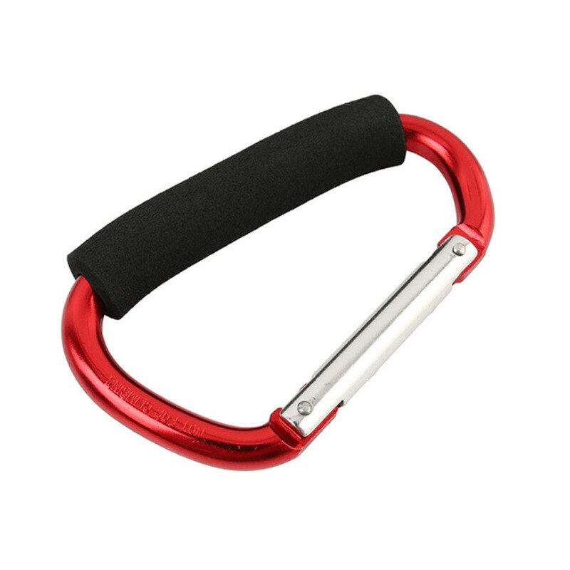 Baby Stroller Organizer Hooks Supermarket Shopping Bag Hook Clip Big Carabiner Aluminum Alloy Hook Stroller Accessories: Red