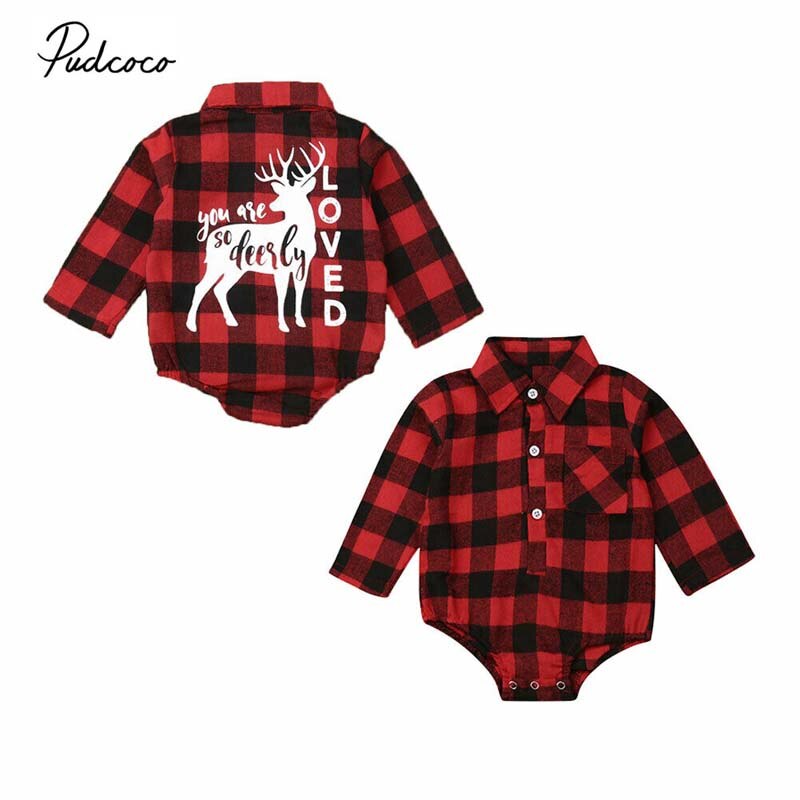 Brand Xmas Pasgeboren Kids Baby Meisje Jongen Kerst Elanden Romper Lange Mouw Jumpsuit Outfits Kleding T-shirt: Deer Print Back / 12m