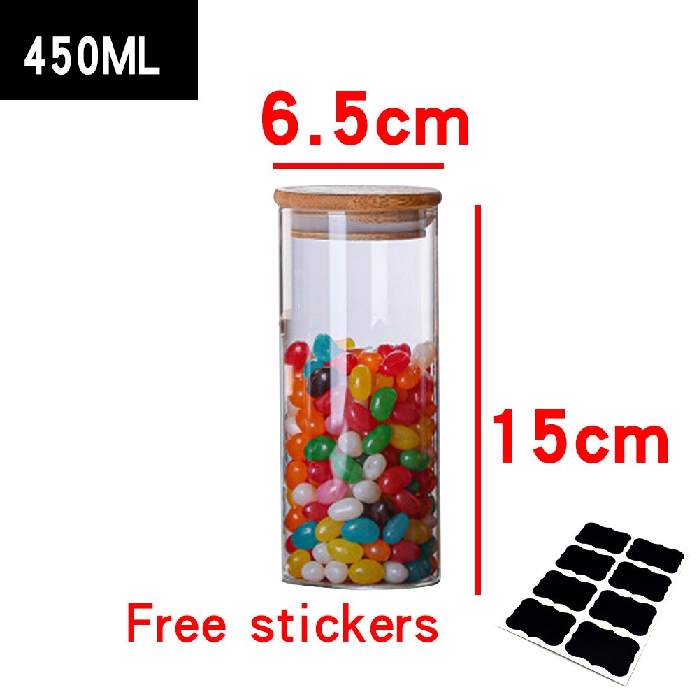 Glass Containers Food Glass Jars and Lids Glass Jar with Lid Kitchen Storage Box Organization Containers Bottle Spice Boats: 450ML