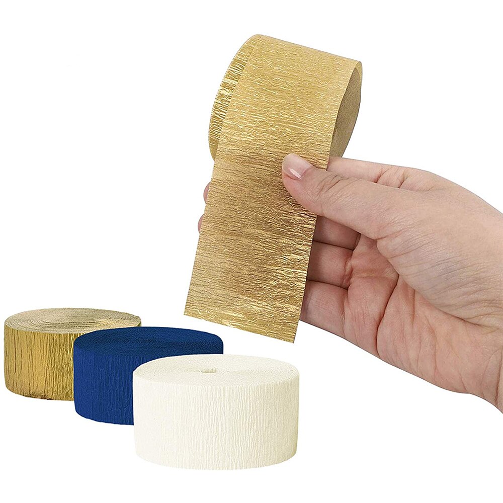 Navy Blue Gold Beige Crepe Paper Streamers Roll Hanging For Wedding Kids Birthday Party Graduation Party Decoration Baby Shower