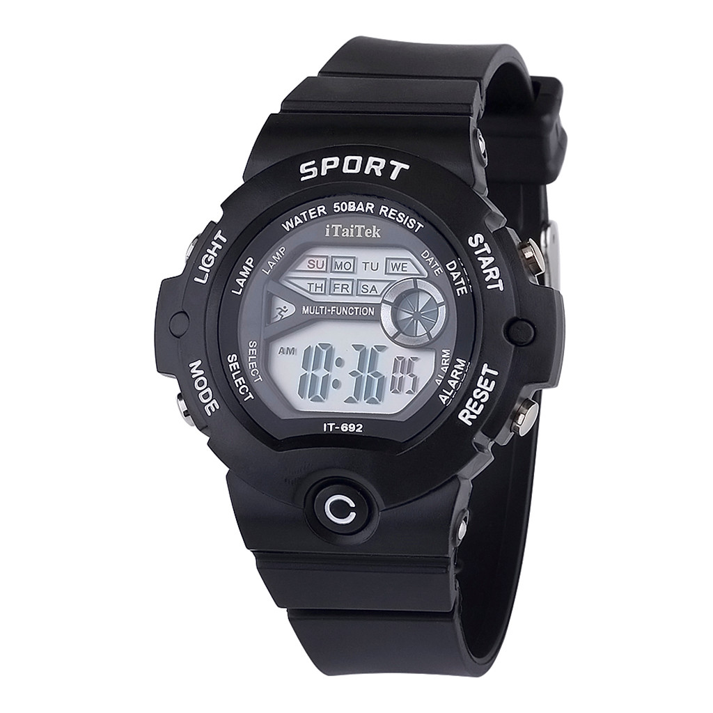 Montre Numérique LED Étanche - Date, Heure - Multiple Couleurs - Pour Homme/Femme, Sport - Piles Incluses