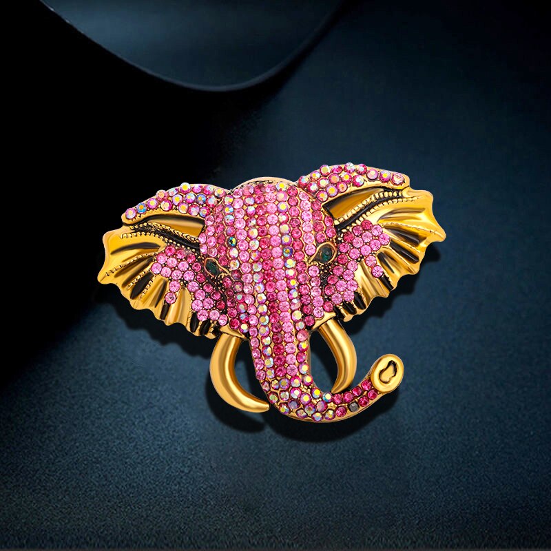 Wuli&amp;baby store funklende elefantbrocher til kvinder unisex 4- farver rhinestone lykkedyr fest afslappet brochenåle