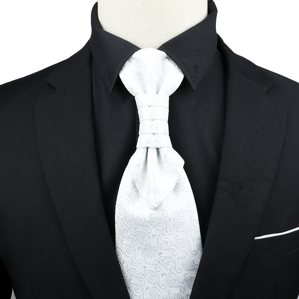 Corbata de Ascot de Cachemira de lujo para hombre, corbata de esmoquin para boda, de negocios, corbata de 10CM con patrón Vintage, accesorios para caballero: Azul cielo