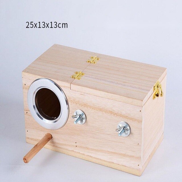 Wood Bird Breeding Box Bird House Nest Parrot Breeding Decorative Cages Pet Accessories Home Balcony Decoration: M