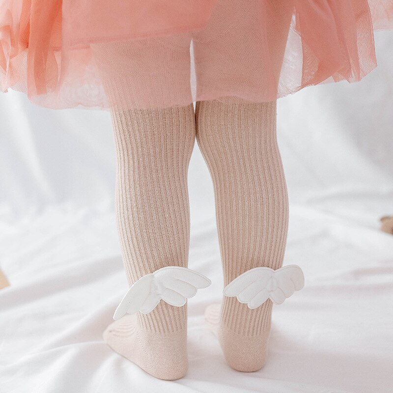 Cute Angel Wings Baby Tigths Toddler Kids Soft Cotton Tights Autumn Winter Warm Stockings Solid Color Girls Pantyhose
